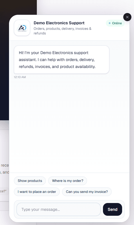 AD Tech AI chat widget